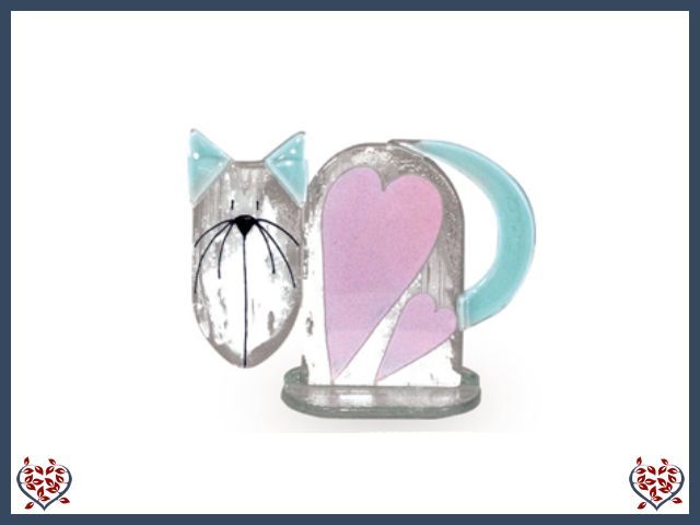 CAT ~ HEART (PINK) | Nobile Glass Animal