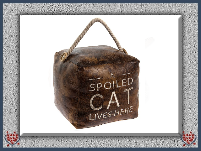 FAUX LEATHER DOORSTOP - SPOILED CAT | Door Stops & Draught Excluders