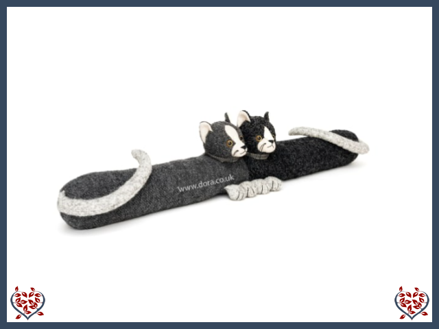 GREY AND BLACK CAT TWINS DRAUGHT EXCLUDER | Doorstops & Draught Excluders