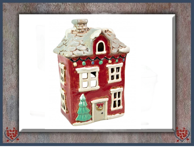 CERAMIC TEALIGHT CHRISTMAS HOUSE | Ceramic
