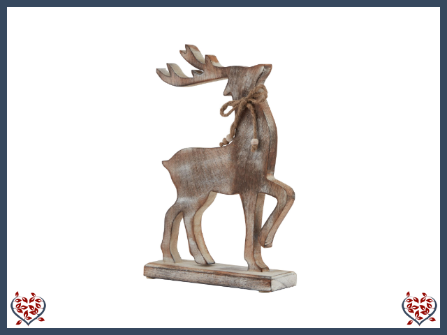 WHITE WASH WOODEN REINDEER | Wooden Accessories