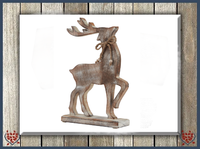WHITE WASH WOODEN REINDEER | Wooden Accessories