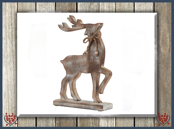 WHITE WASH WOODEN REINDEER | Wooden Accessories