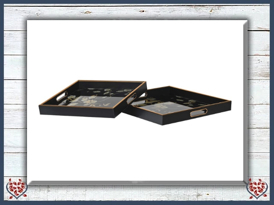 BLACK FLORAL SQUARE TRAY | Kitchenware