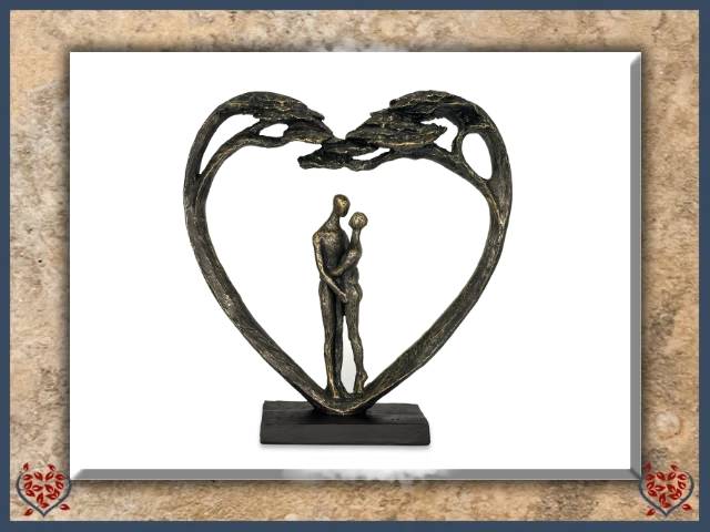 STANDING COUPLE IN HEART TREE ~ POLYRESIN FIGURINE | Figurine