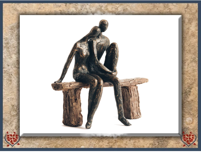 COUPLE ON BENCH ~ POLYRESIN FIGURINE | Figurine