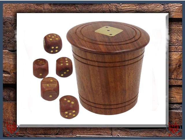 ROUND BOX WITH 5 DICE | Traditional Games