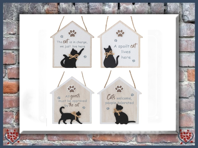 HANGING WOODEN MOGGY MATES ~ SIGN |  Wall Decor