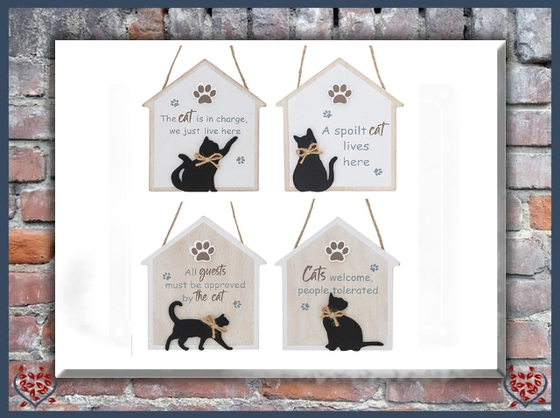 HANGING WOODEN MOGGY MATES ~ SIGN |  Wall Decor