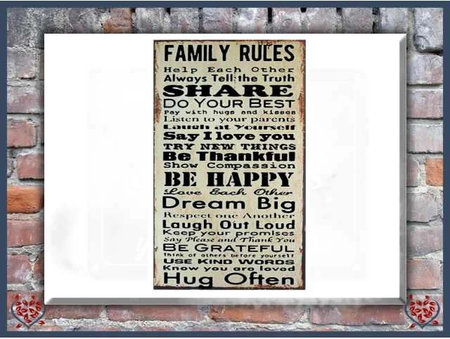FAMILY RULES ~ WOODEN SIGN |  Wall Decor