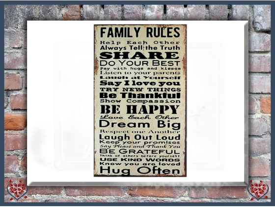 FAMILY RULES ~ WOODEN SIGN |  Wall Decor