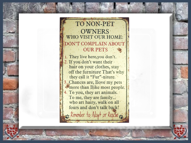 NON PET OWNERS ~ WOODEN SIGN |  Wall Decor