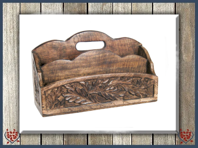 LEAF DESIGN CARVED LETTER RACK | Wooden Accessories
