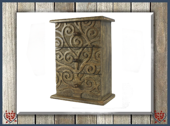 THREE DRAWER TREE OF LIFE CHEST | Wooden Boxes & Bowls