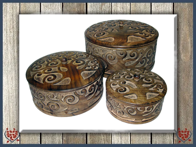 TREE OF LIFE DESIGN ROUND BOXES - WOODEN BOX | Wooden Boxes & Bowls