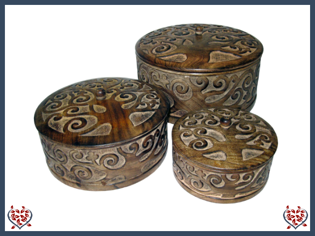 TREE OF LIFE DESIGN ROUND BOXES - WOODEN BOX | Wooden Boxes & Bowls
