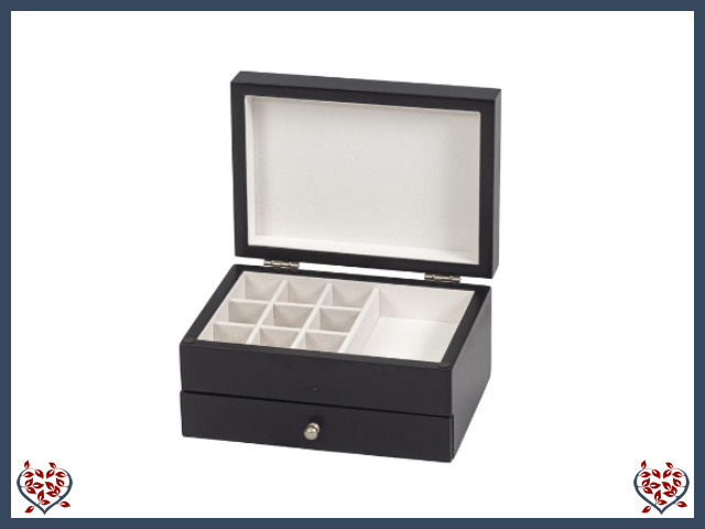 BLACK MIRROR LID WOODEN JEWELLERY BOX | Jewellery Boxes