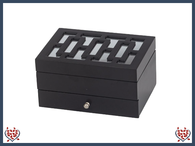 BLACK MIRROR LID WOODEN JEWELLERY BOX | Jewellery Boxes