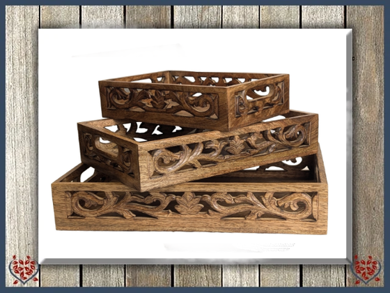 CUTWORK BURNT TRAYS | Wooden Boxes & Bowls