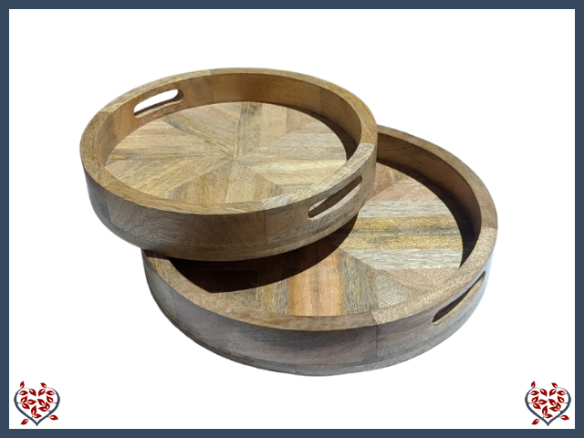 HERRINGBONE CIRCULAR TRAYS | Wooden Boxes & Bowls - Paul Martyn Interiors
