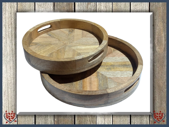 HERRINGBONE CIRCULAR TRAYS | Wooden Boxes & Bowls