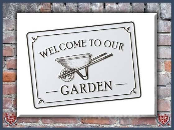 WELCOME TO OUR GARDEN ~ METAL SIGN | Wall Decor - Paul Martyn Interiors