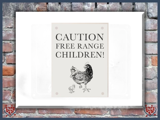 CAUTION FREE RANGE CHILDREN ~ METAL SIGN | Wall Decor - Paul Martyn Interiors