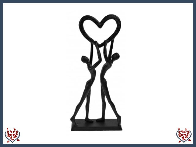 COUPLE HOLDING HEART ~ METAL FIGURINE | Figurine