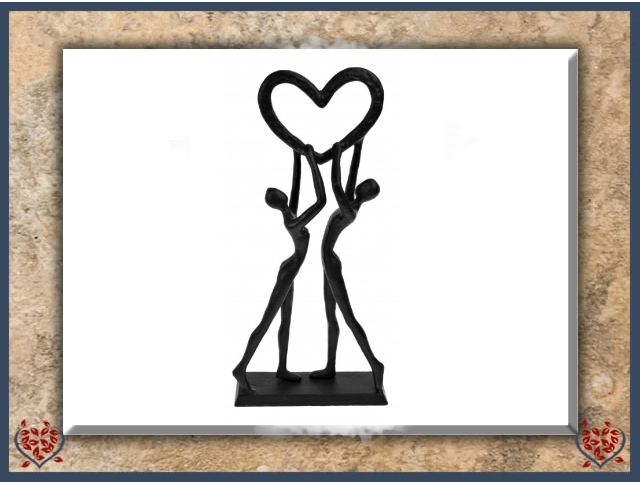 COUPLE HOLDING HEART ~ METAL FIGURINE | Figurine