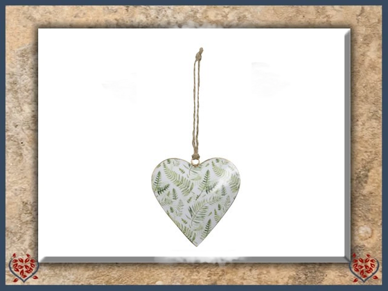 GREEN FLORAL METAL HANGING HEART | Decor