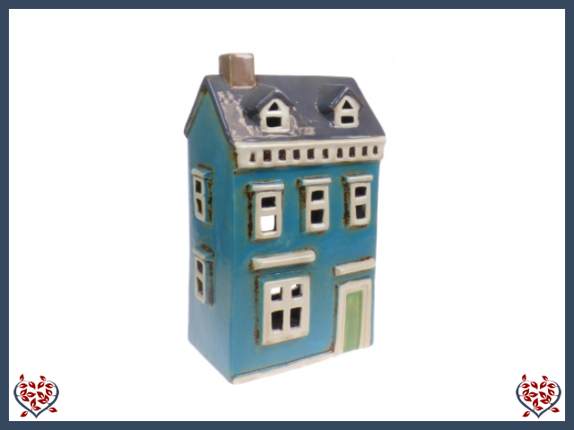 CERAMIC TEALIGHT HOUSE ~ BLUE | Ceramic