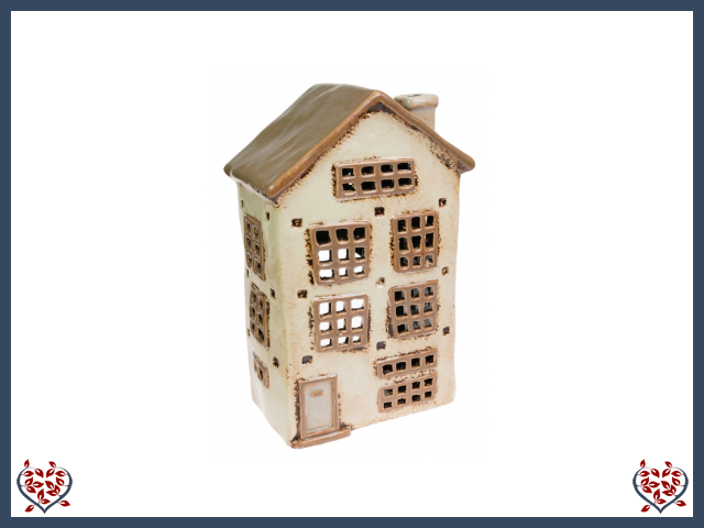 CERAMIC TEALIGHT HOUSE ~ CREAM | Ceramic
