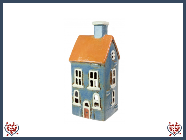 CERAMIC TEALIGHT HOUSE ~ BLUE | Ceramic