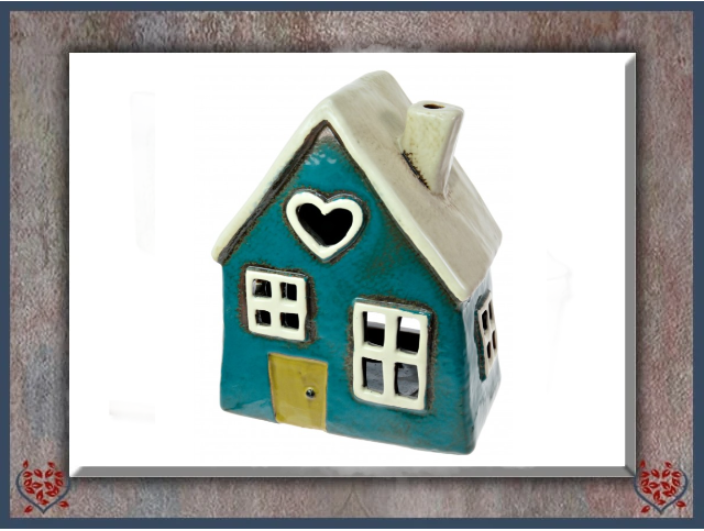 CERAMIC TEALIGHT HOUSE ~ BLUE | Ceramic