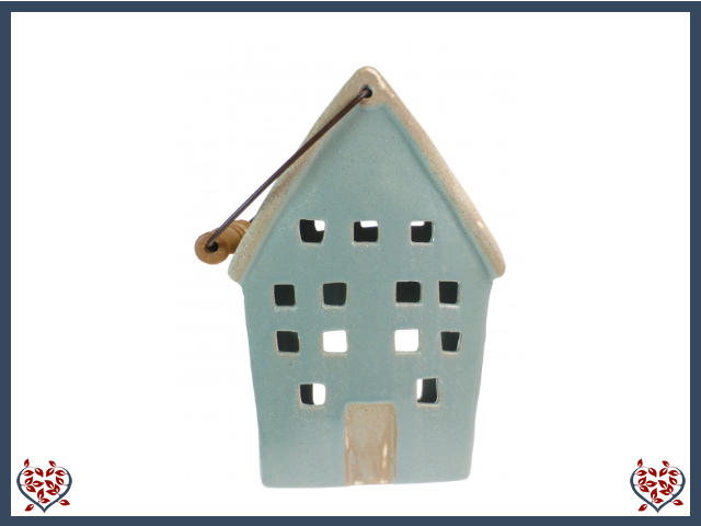 CERAMIC TEALIGHT HOUSE ~ BLUE | Ceramic