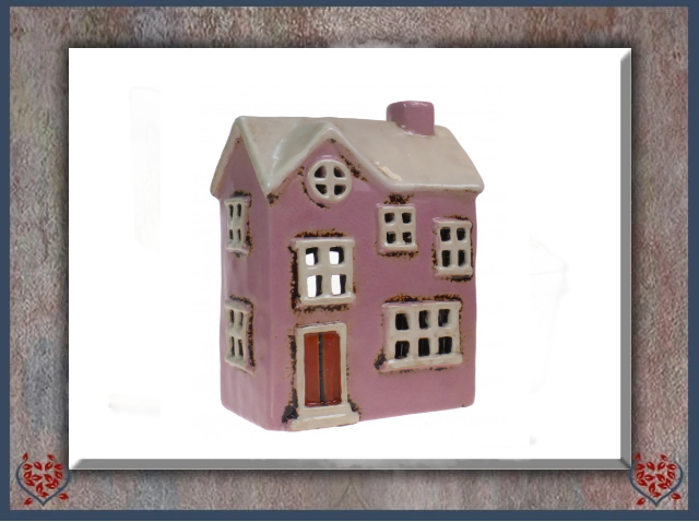 CERAMIC TEALIGHT HOUSE ~ PINK | Ceramic