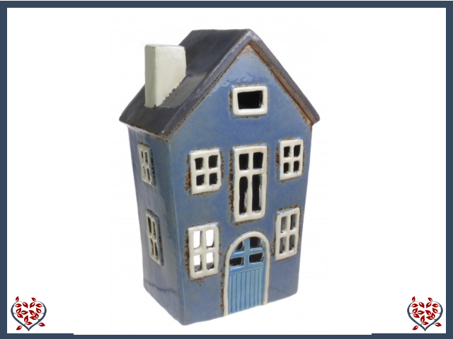 CERAMIC TEALIGHT HOUSE ~ BLUE | Ceramic