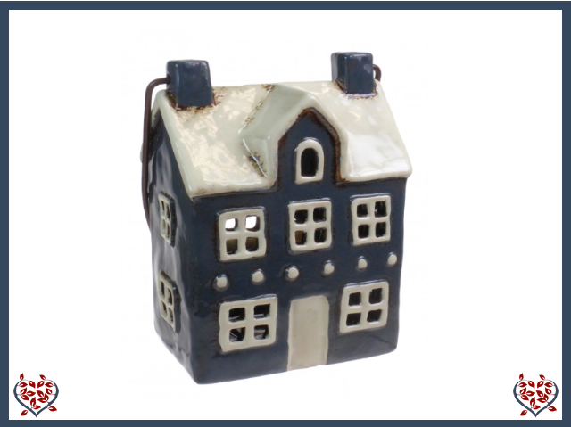 CERAMIC TEALIGHT HOUSE ~ DARK GREY | Ceramic