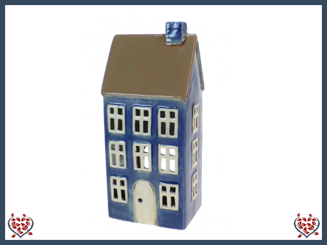 CERAMIC TEALIGHT COTTAGE ~ BLUE | Ceramic