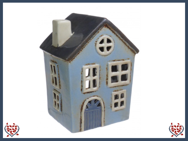 CERAMIC TEALIGHT HOUSE ~ PALE BLUE | Ceramic
