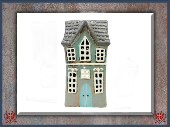 CERAMIC TEALIGHT HOUSE ~ GREY | Ceramic