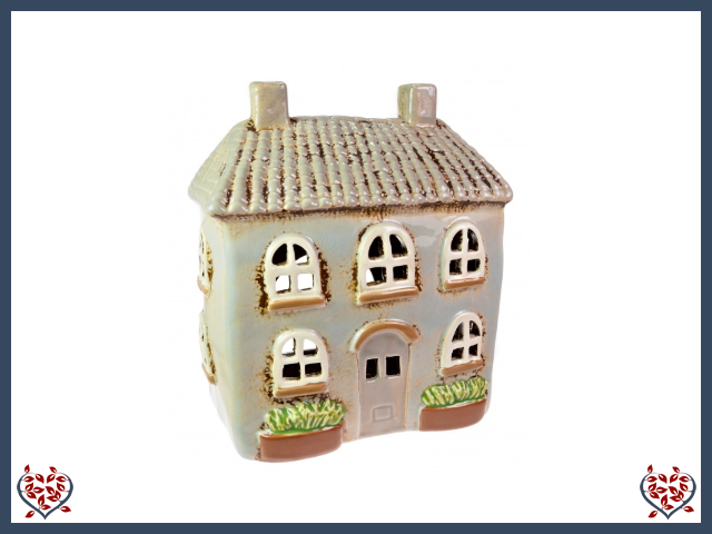 CERAMIC TEALIGHT HOUSE ~ GREY | Ceramic