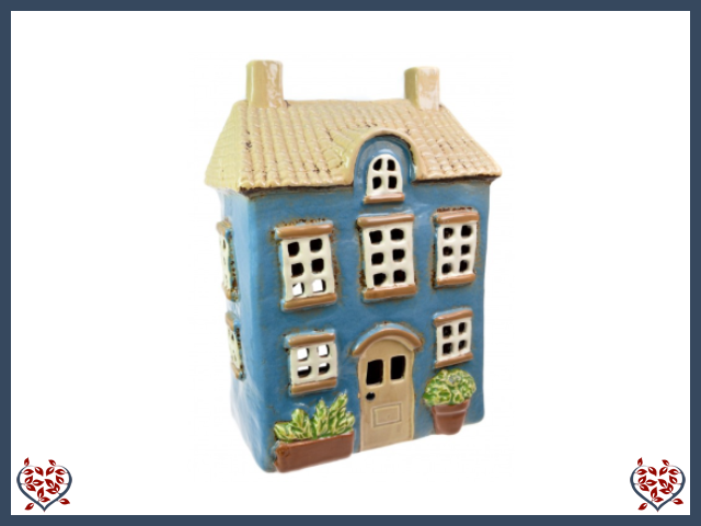CERAMIC TEALIGHT HOUSE ~ BLUE | Ceramic