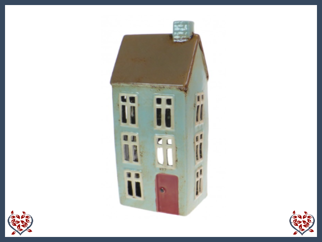 CERAMIC TEALIGHT HOUSE ~ LIGHT BLUE | Ceramic