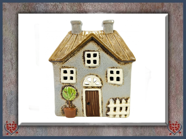 CERAMIC TEALIGHT PICKET FENCE COTTAGE | Ceramic