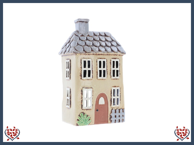 CERAMIC TEALIGHT GARDEN HOUSE ~ CREAM | Ceramic