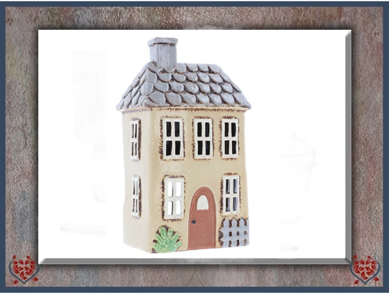 CERAMIC TEALIGHT GARDEN HOUSE ~ CREAM | Ceramic