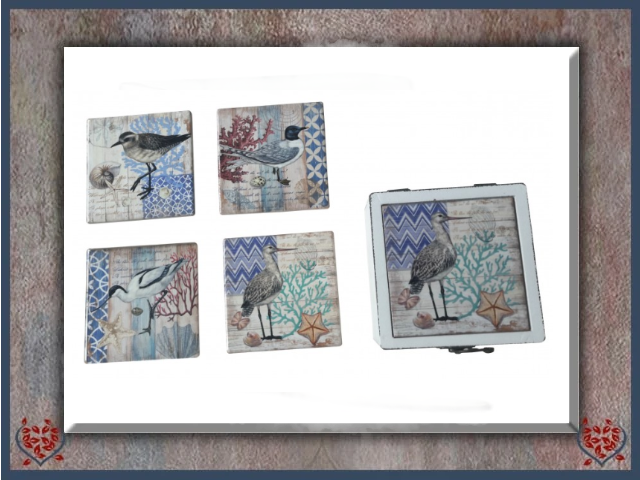 CERAMIC COASTERS BIRDS SET OF 4 | China & Ceramics