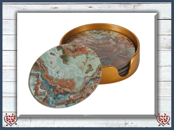 GREEN MARBLE EFFECT COASTERS | China & Ceramics
