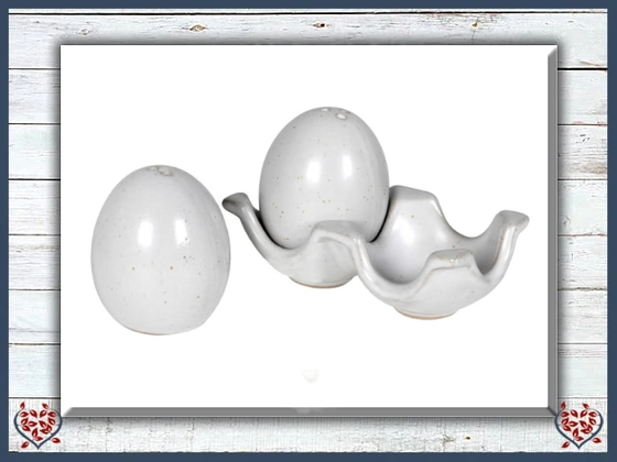 PORCELAIN EGG BOW SALT & PEPPER POTS | China & Ceramics